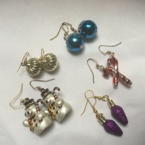 5 pair of Christmas pierced earrings handmade